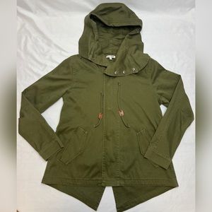Rag Poets Olive Green Hooded Military Utility Jacket - Medium